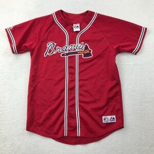Majestic Red Atlanta Braves Button-Up Jersey